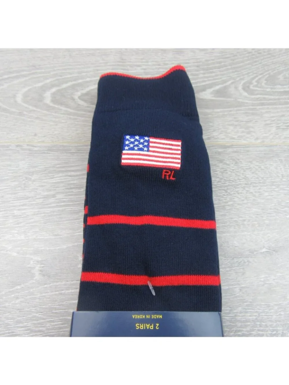Polo Ralph Lauren Striped USA Flag Socks Men's Size 6-12.5 (2 PAIRS) NEW